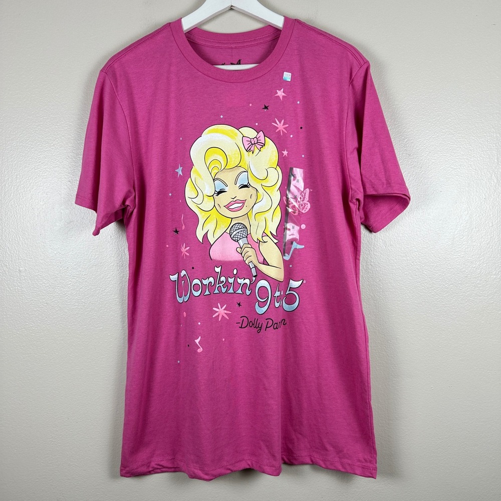 Dolly Parton Women's M T-Shirt Vibrant Pink Workin' 9 to 5 Country Music NEW